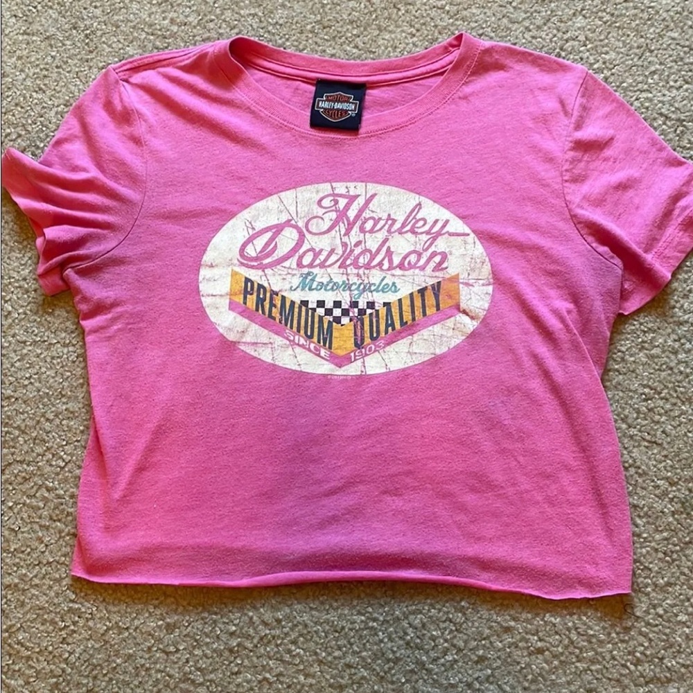 Pink Crop with Retro Harley-Davidson Logo